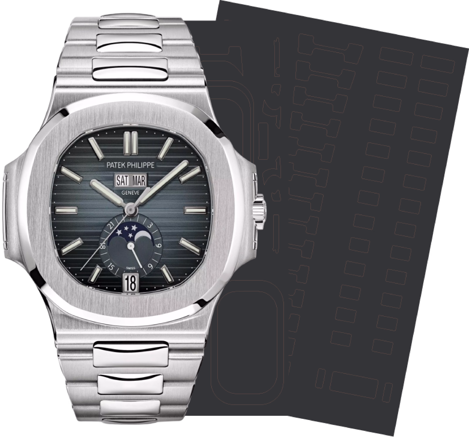 Patek Philippe ANNUAL CALENDAR MOON PHASES 5726/1A-014, protection film kit