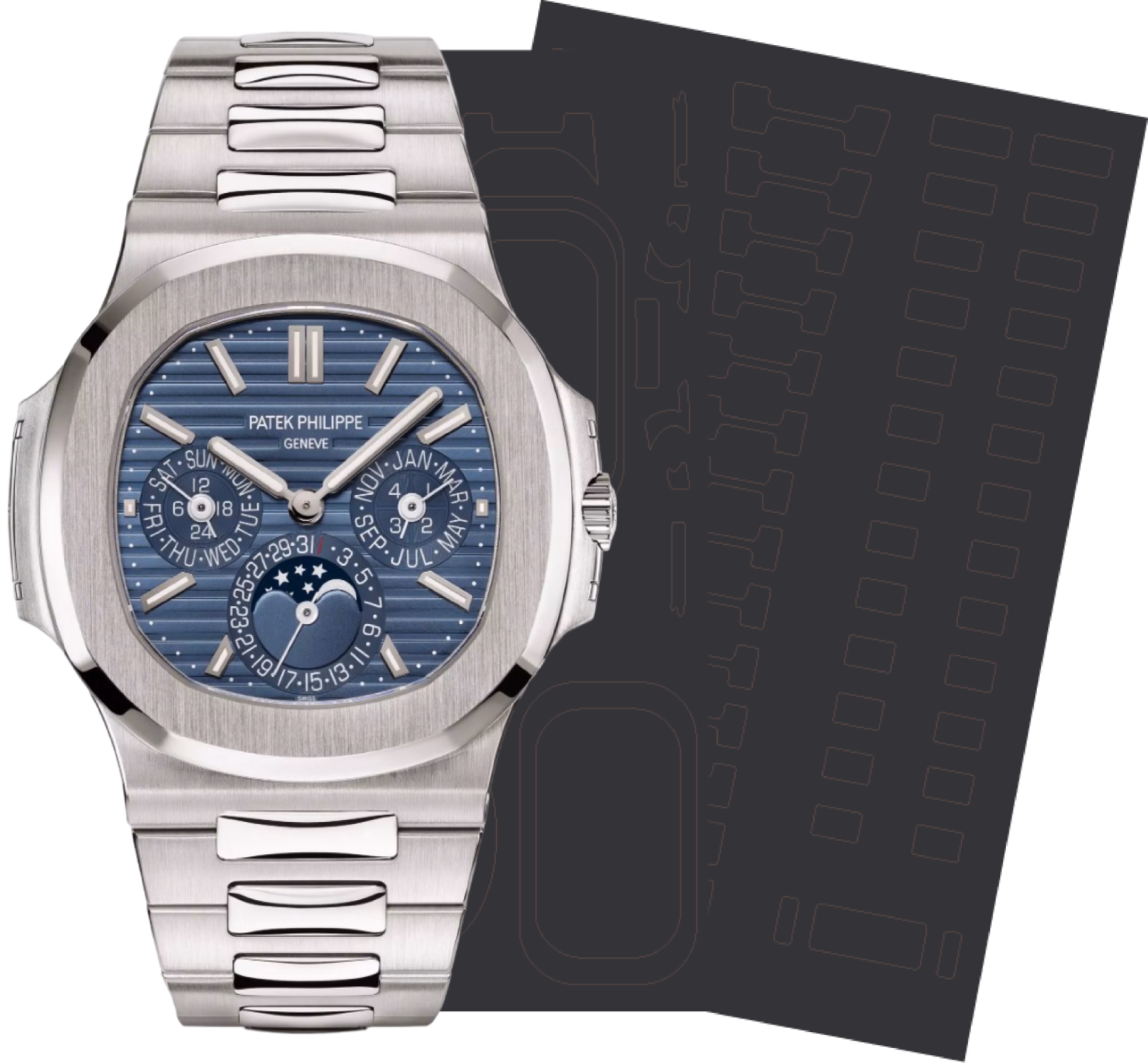 Patek Philippe NAUTILUS PERPETUAL CALENDAR White gold 5740/1G-001, protection film kit