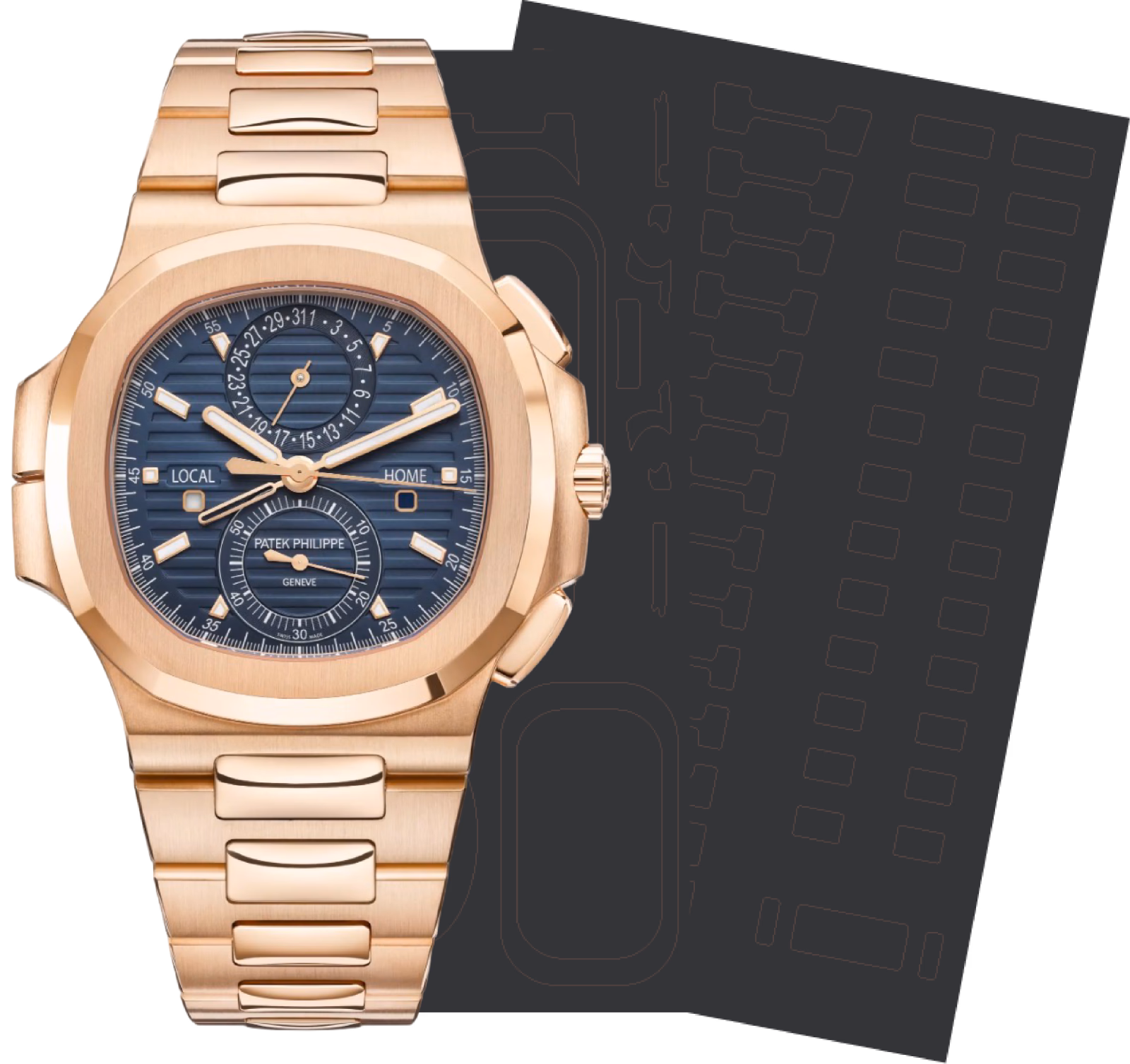 Patek Philippe NAUTILUS FLYBACK CHRONOGRAPH TRAVEL TIME 5990/1R-001 , protection film kit